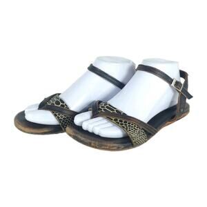 Freebird By Steven Women's US8 Brown Distressed Leather Ankle Strap Thong Sandal